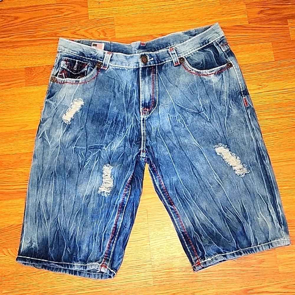 True Religion Blue Jean Shorts